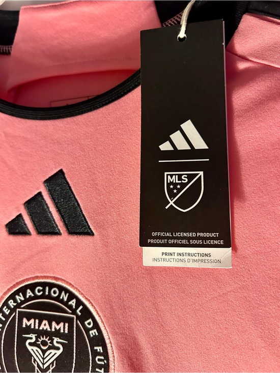 adidas Tops - NWT Miami jersey, MLS. Ladies Large, pink Adidas inter Miami jersey. Slim fit.